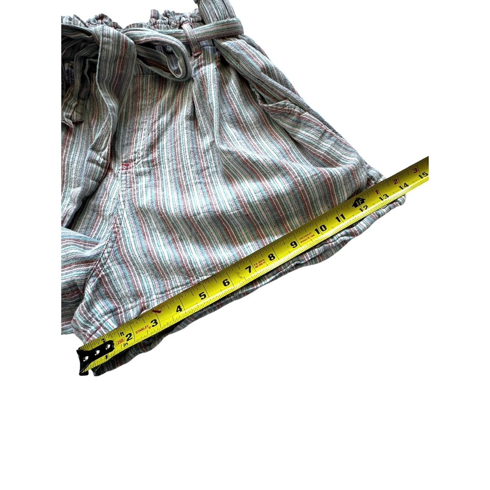 American Eagle Paperbag Waist Striped Shorts Womens M Tie Belt High Rise Boho - Picture 8 of 9
